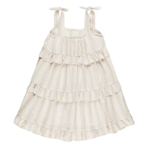 Rylee + Cru - Gestreiftes Volantkleid | Gebrochenes Weiß