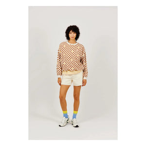 a.p - Damier Frottee-Sweatshirt aus Bio-Baumwolle | Braun