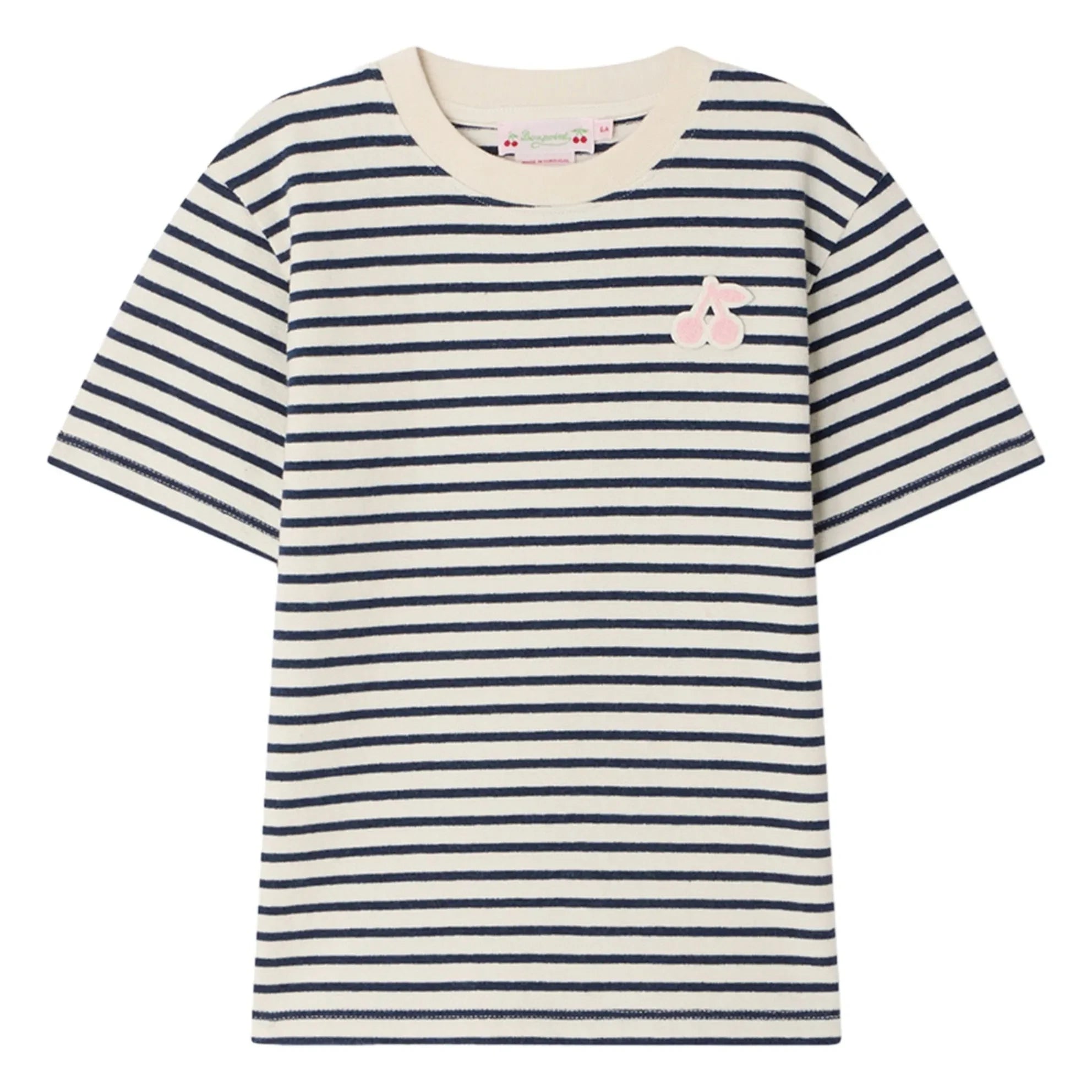 Bonpoint - Gestreiftes Lila T-Shirt | Ecru
