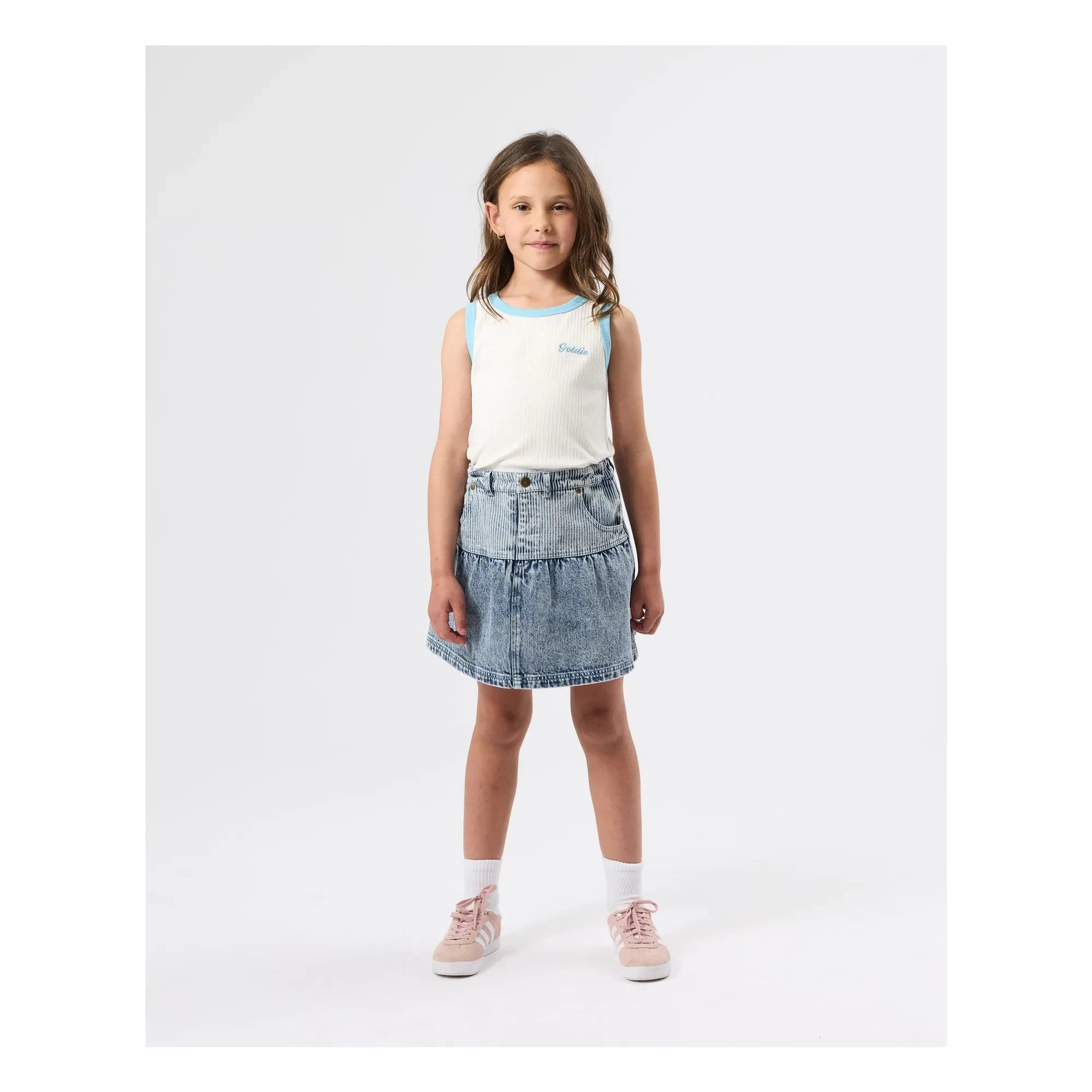 Goldie + Ace - Peplum Jeansrock | Blau