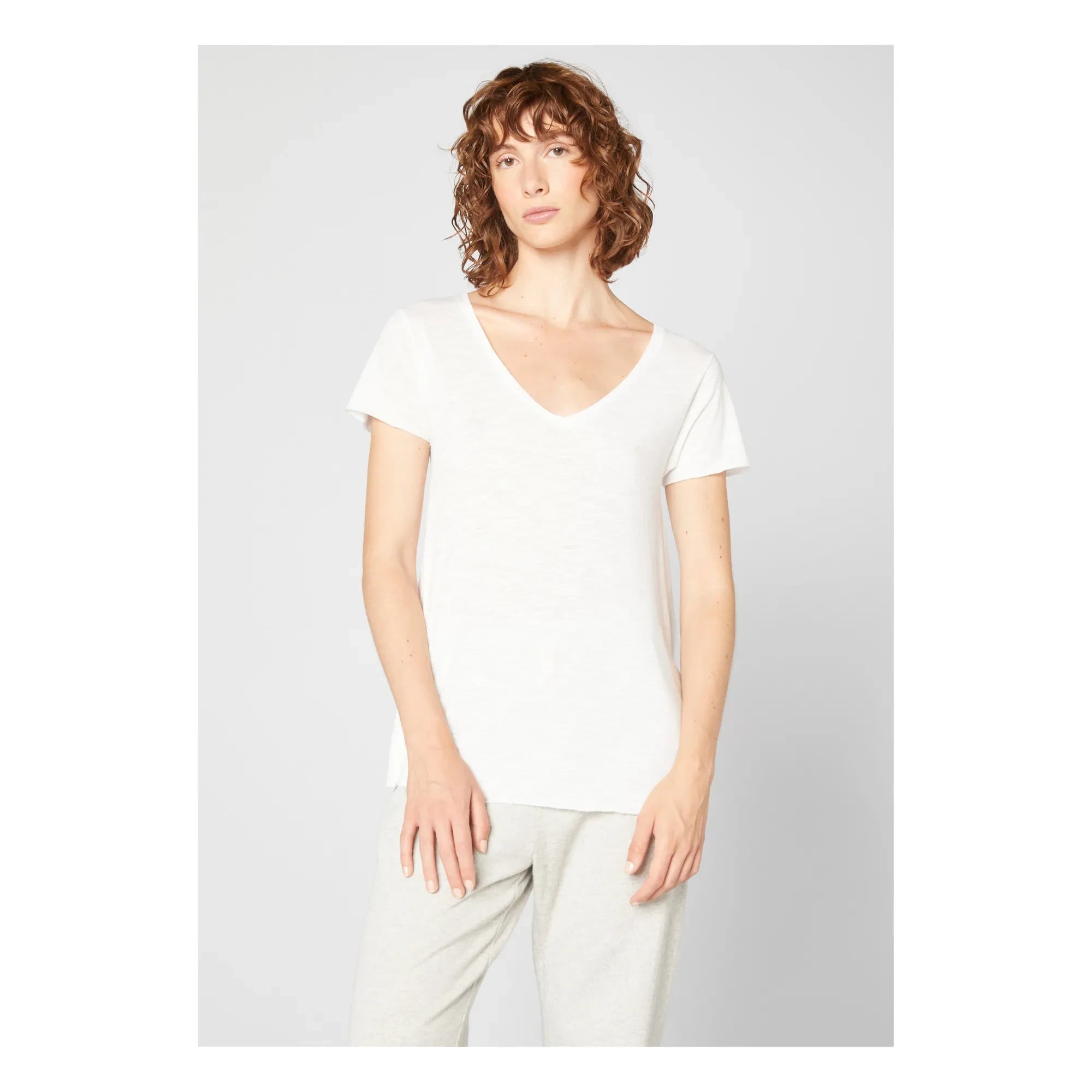 American Vintage - Jacksonville V-Neck T-Shirt | Weiß