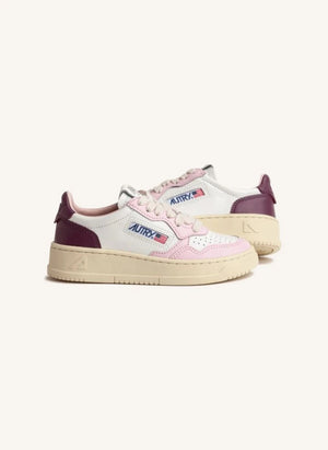 Autry - Zwei-Farben Kinder Medalist Niedrig Leder Sneaker | Rosa