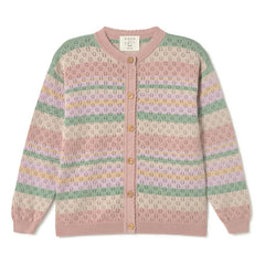 Coco au Lait - Gestreifte Strickjacke aus Bio-Baumwolle | Rosa
