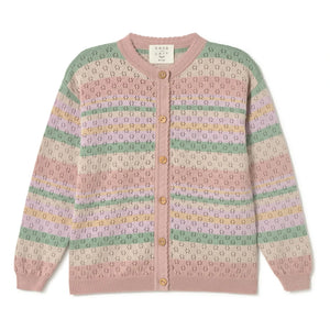 Coco au Lait - Gestreifte Strickjacke aus Bio-Baumwolle | Rosa