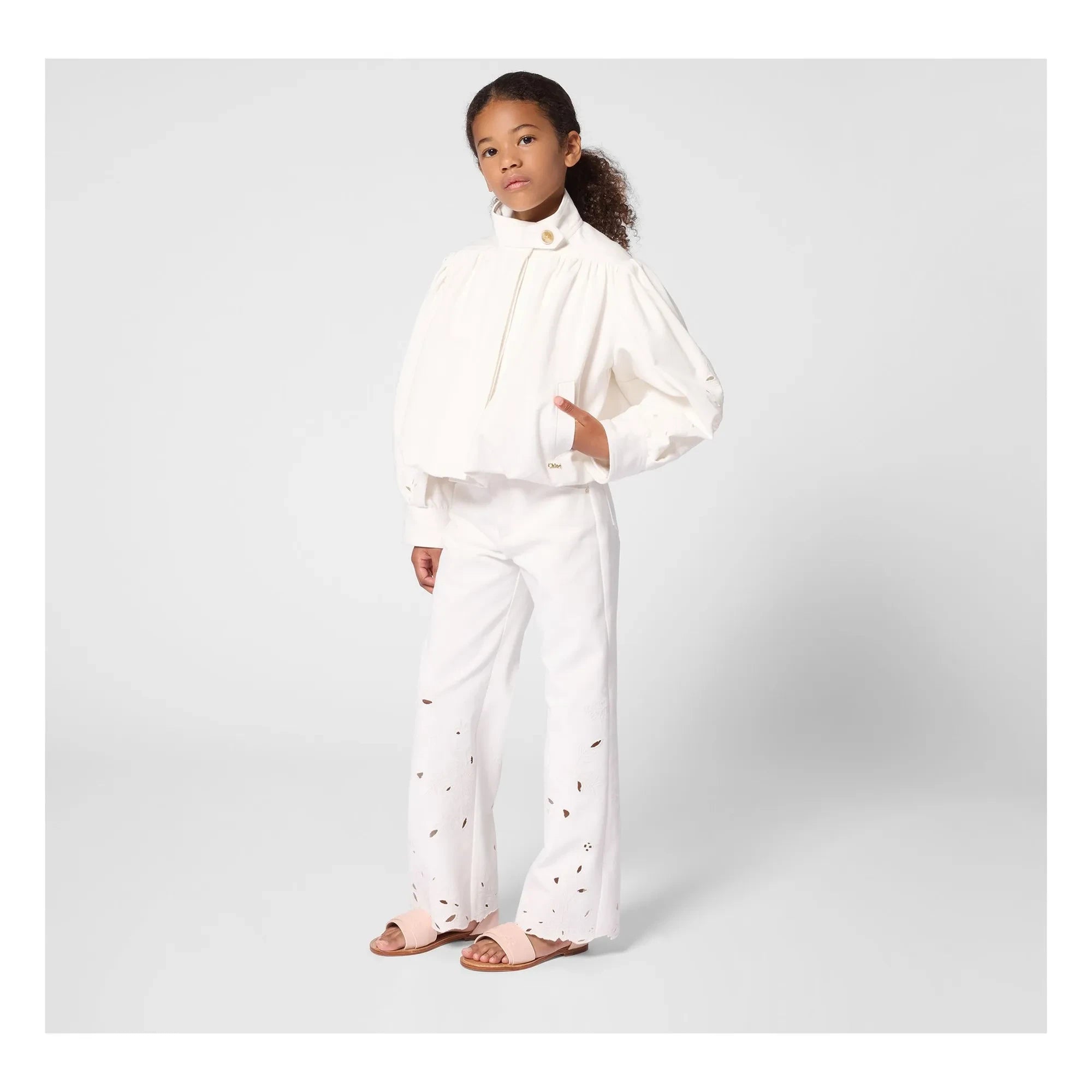 Chloé – Bestickte Jacke aus Bio-Baumwolle | Weiß
