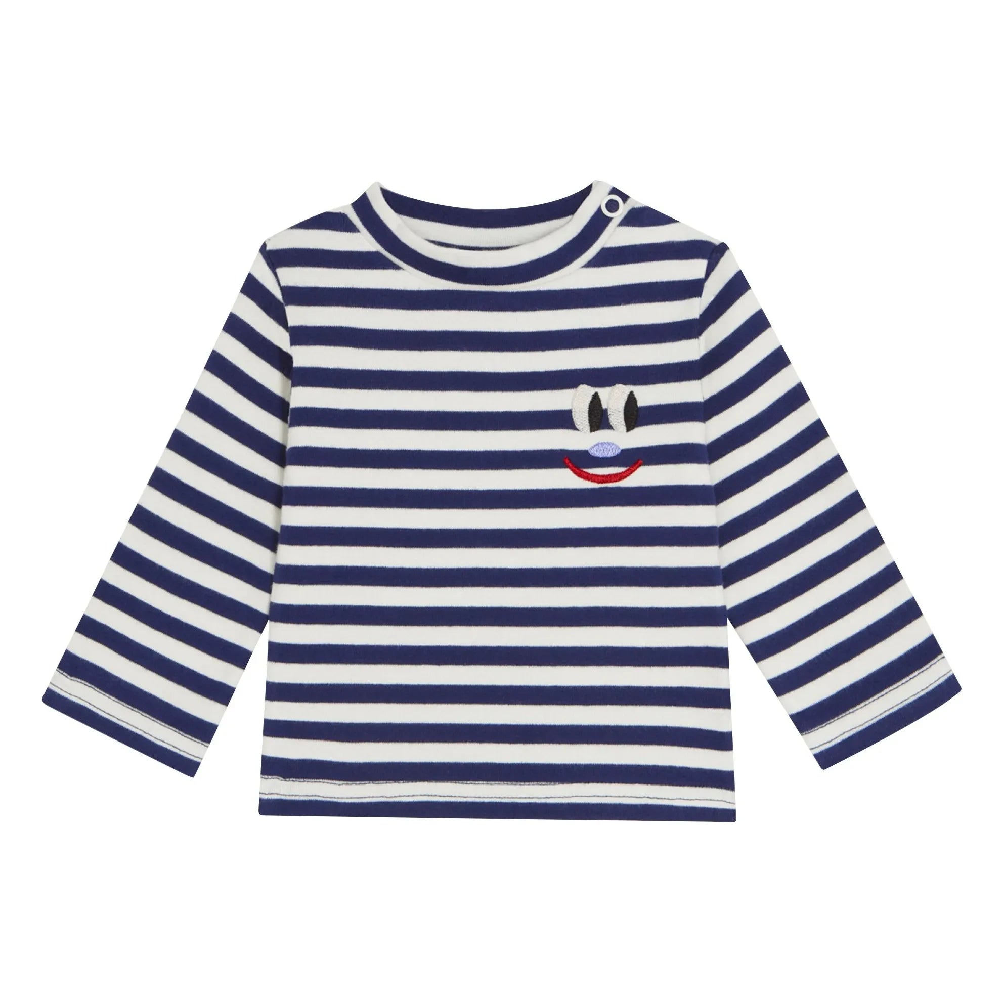 The Campamento - Gestreiftes T-Shirt mit Smiley | Blau