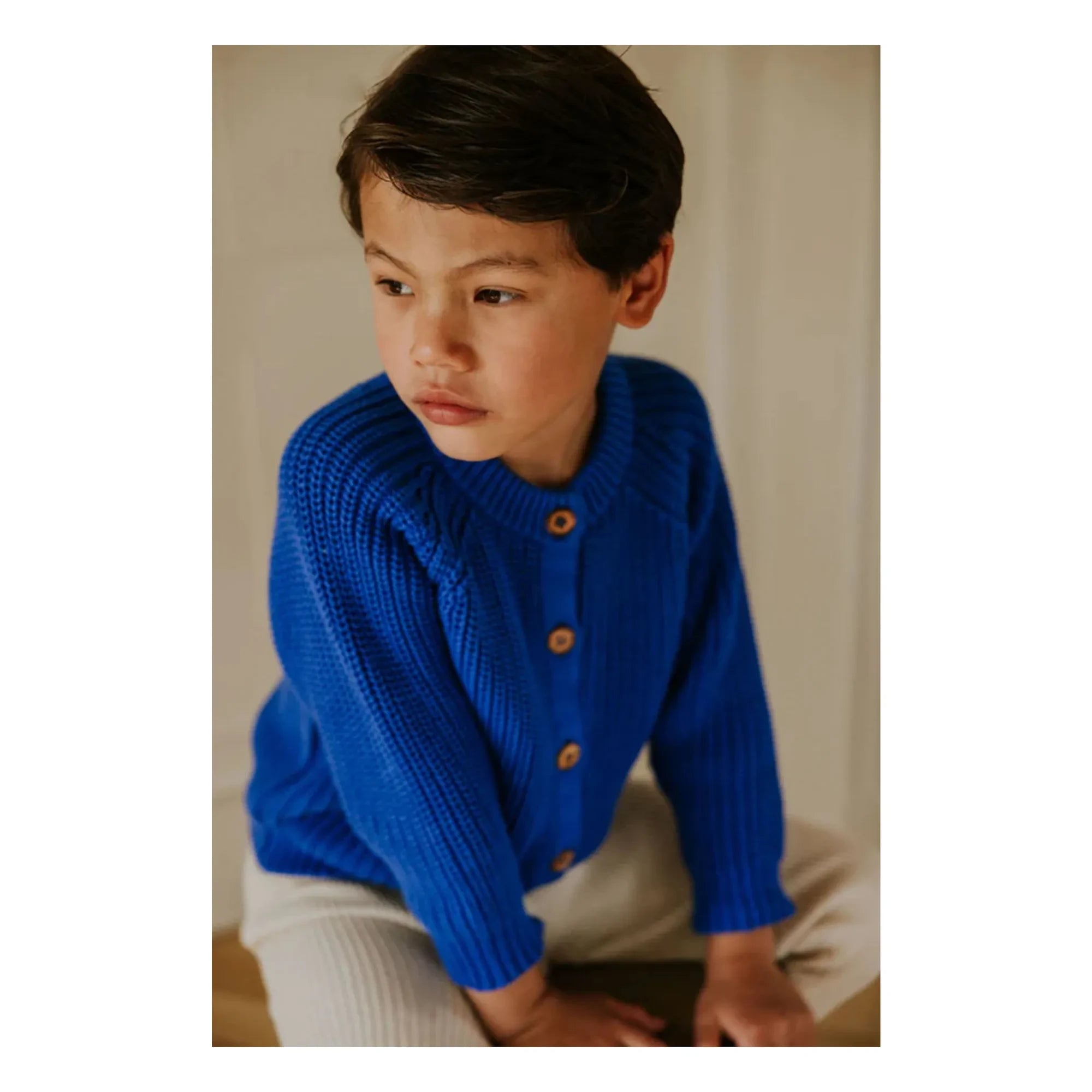 Yuki - Bio-Baumwoll-Raglan-Strickjacke | Elektroblau