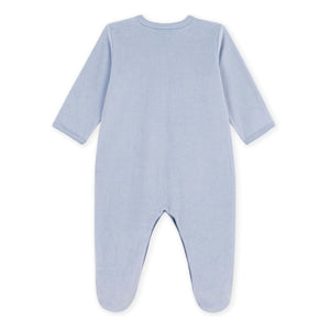 Petit Bateau - Sleep Well Pijama Kadife Kalp Organik Pamuk | Gri mavi