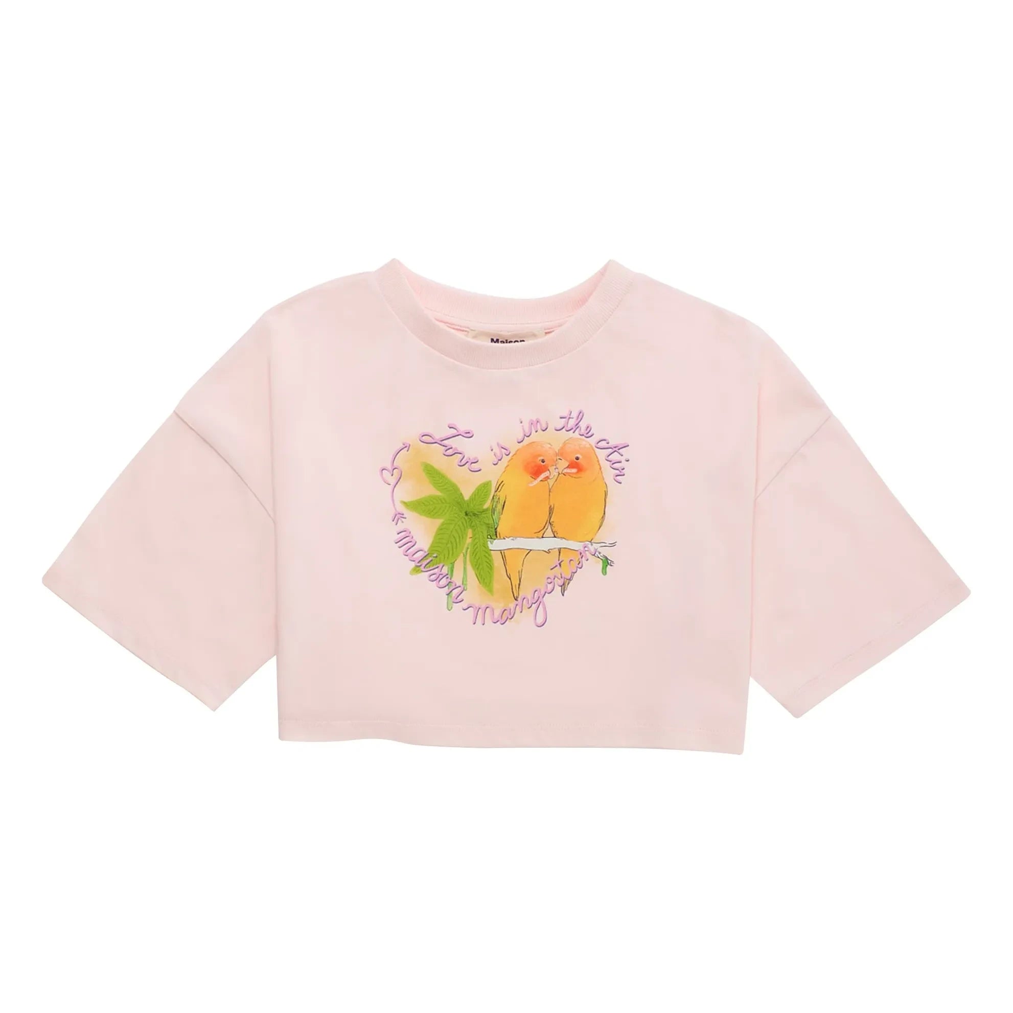Maison Mangostan - Birds Crop T-Shirt | Blassrosa