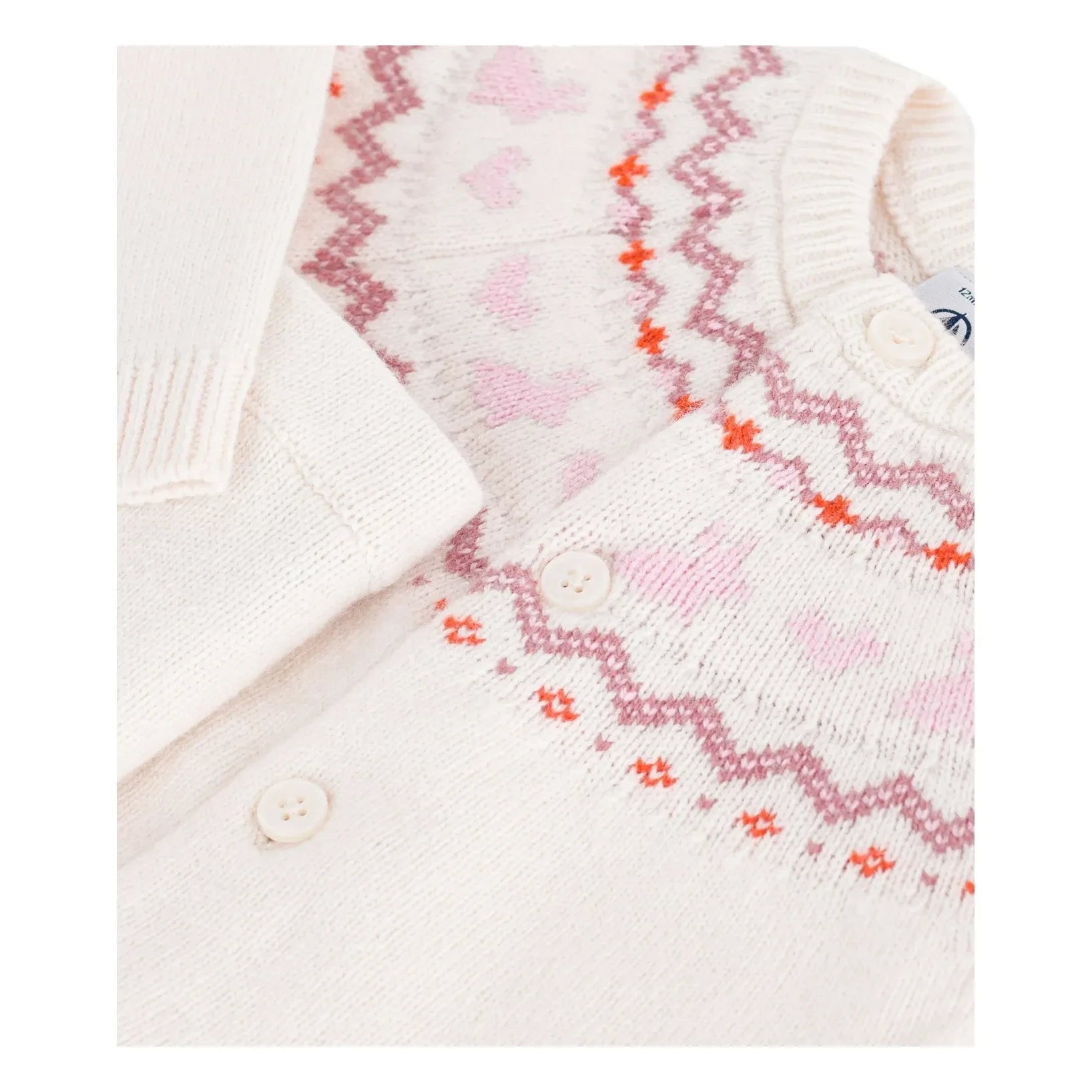 Petit Bateau - Jacquard-Wollcardigan und Hose | Rosa