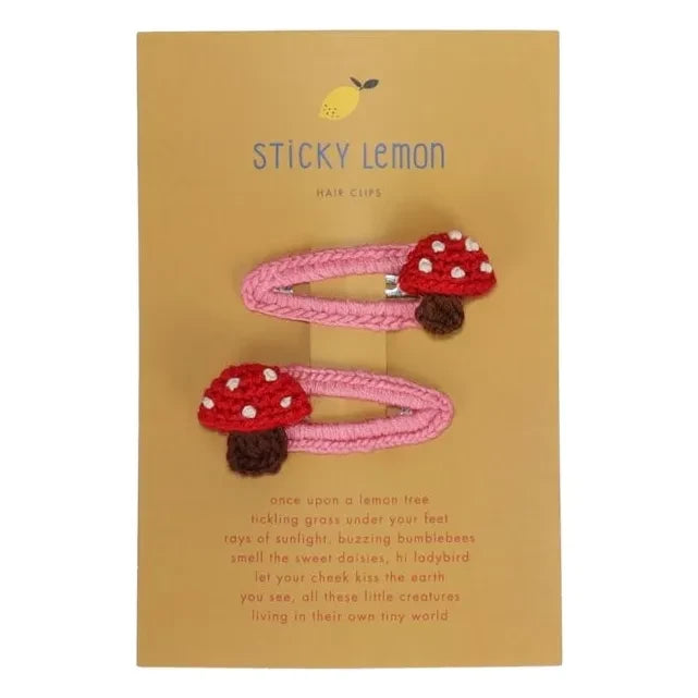 Sticky Lemon - 2er-Set Pilz-Haarklammern | Rot