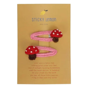 Sticky Lemon - 2er-Set Pilz-Haarklammern | Rot