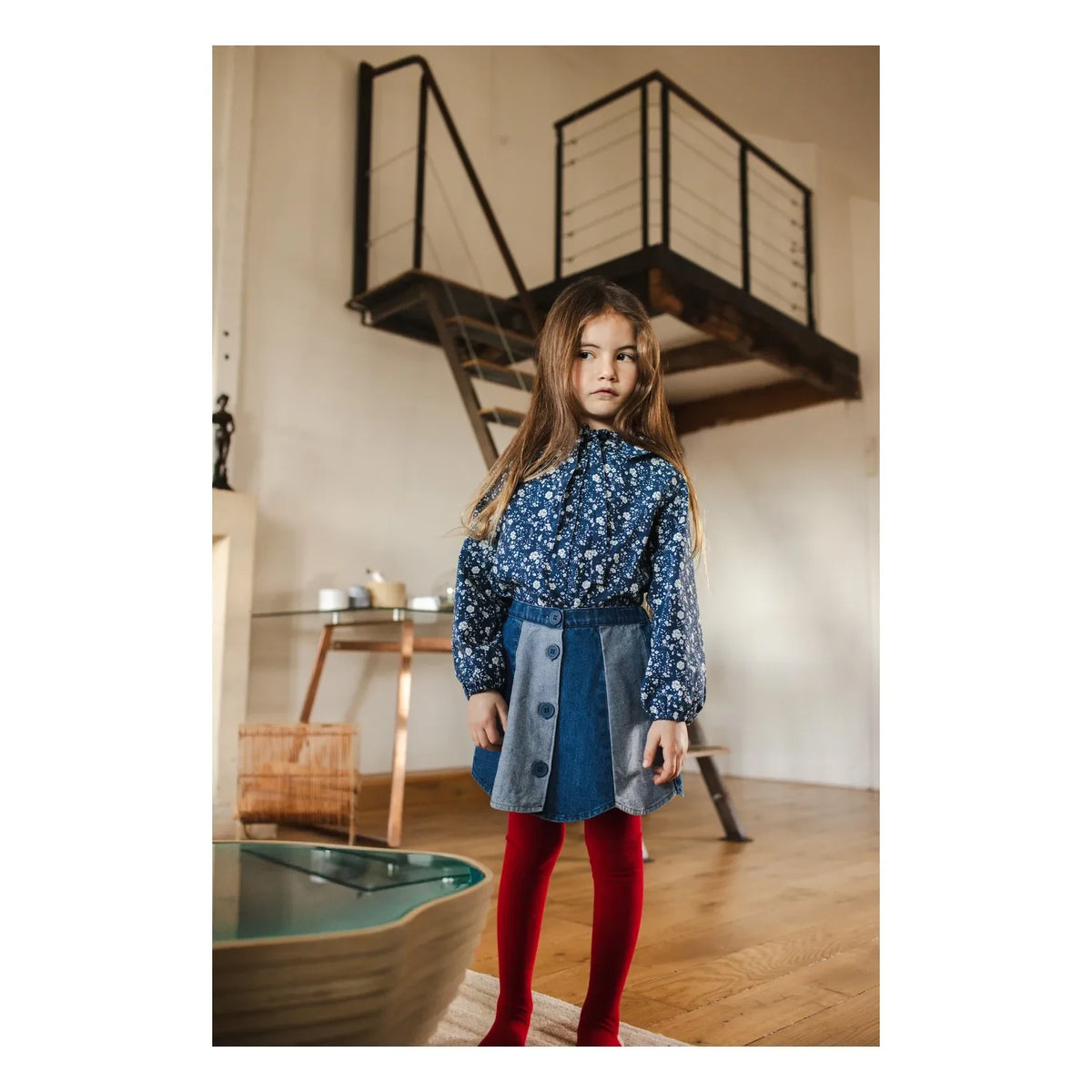 Louis Louise - Bloom Gestreifter Denimrock | Blau