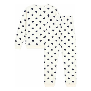 Petit Bateau - Pyjama mit Schwammherz | Ecru