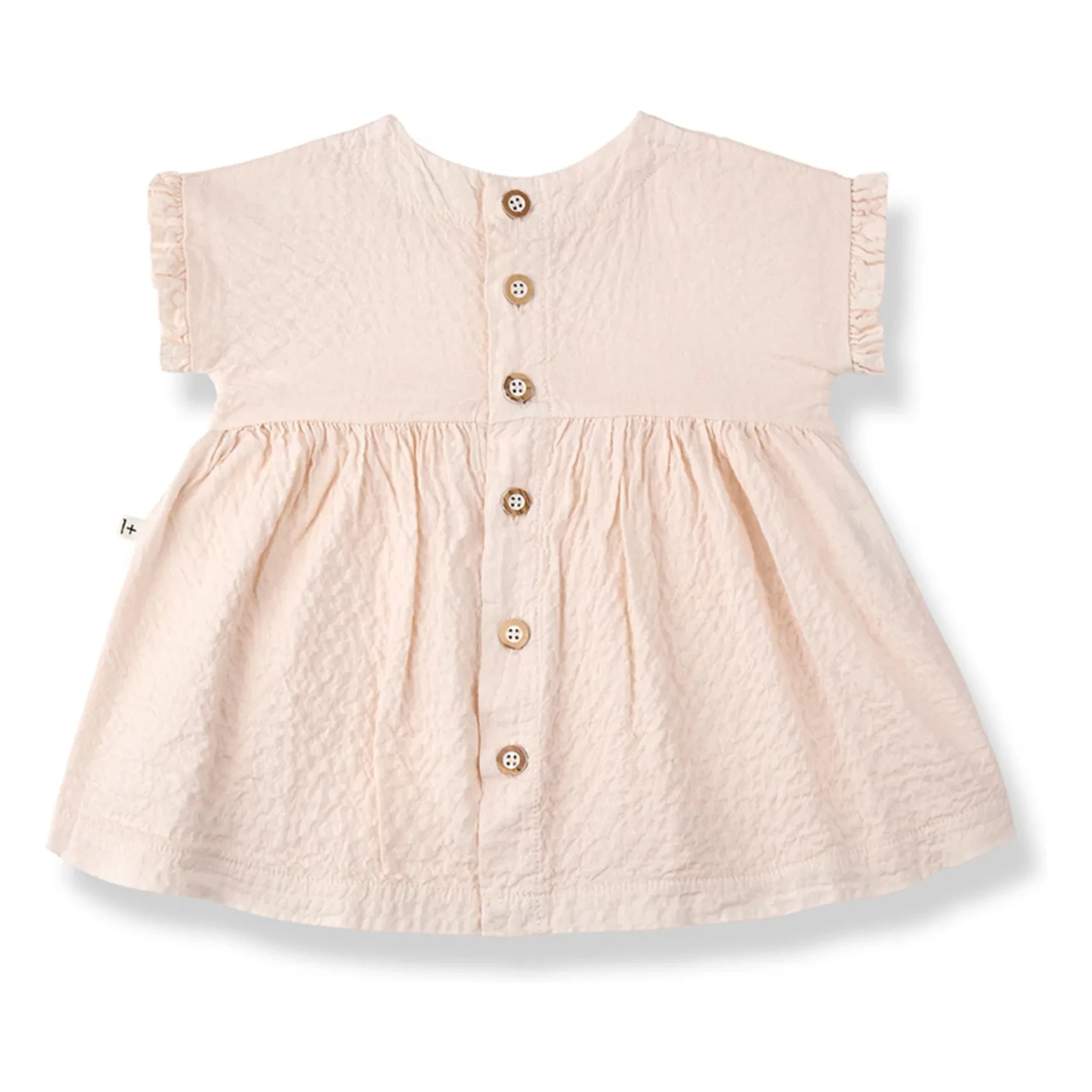 1+ in the family - Troya Seersucker Kleid | Beige-Rosa