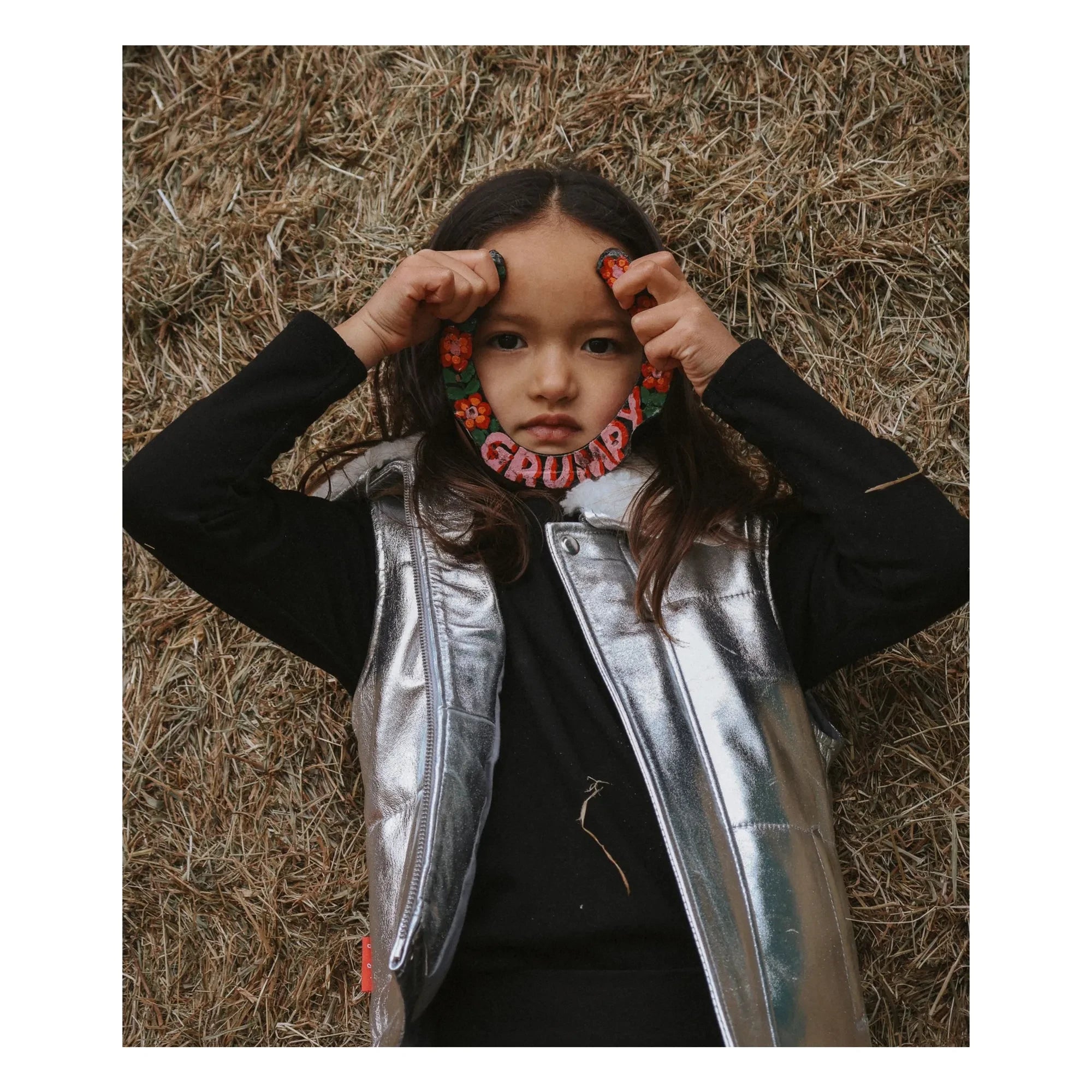 Fille Garçon - Ärmellose Jacke mit metallischem Sherpa-Kragen | Silber