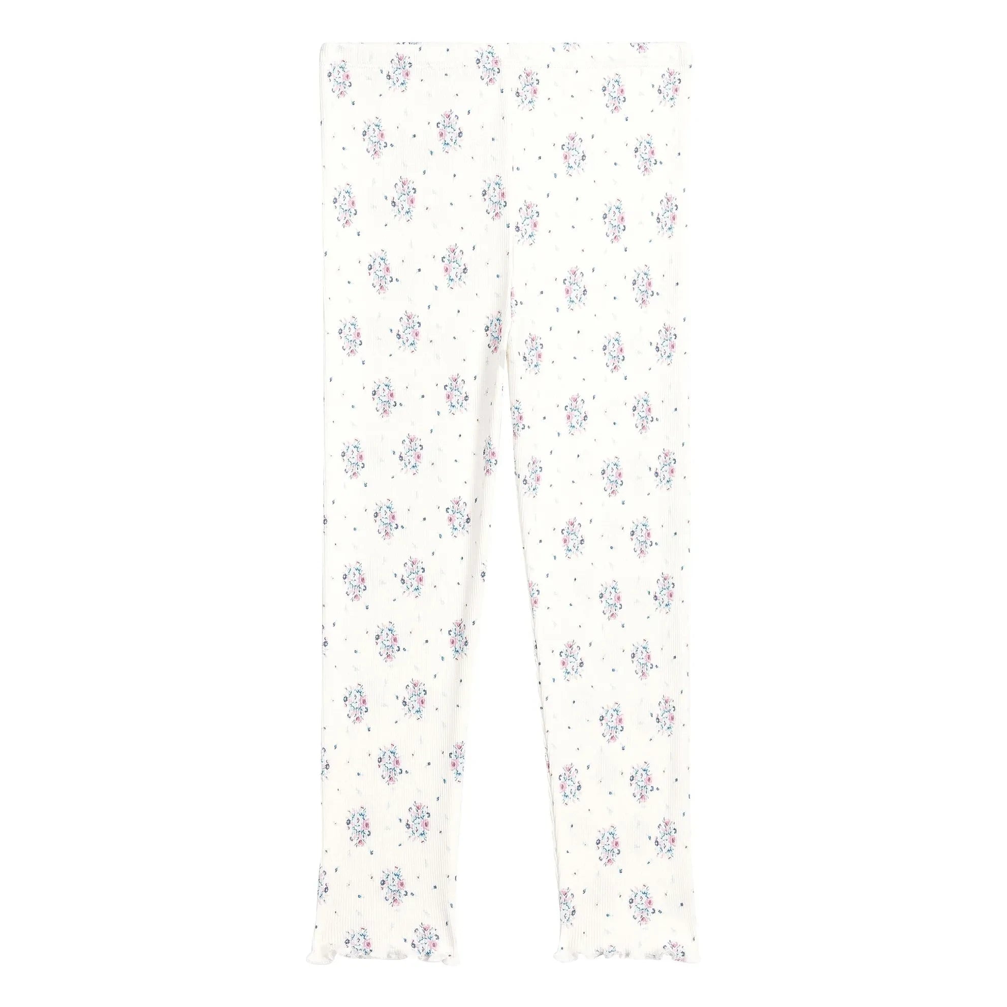 Louise Misha - Anandou Gerippte Leggings mit Blumenmuster | Creme