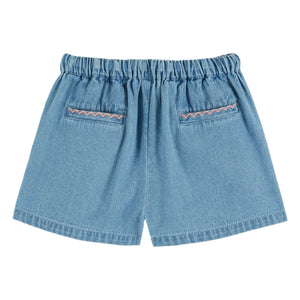 Emile et Ida – Bestickte Jeans-Shorts | Blau