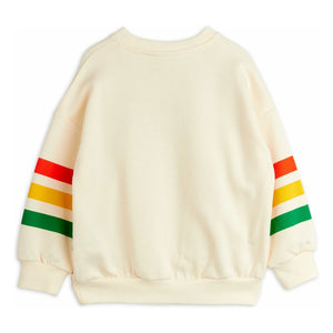 Mini Rodini - Gestreiftes Bären-Sweatshirt Bio-Baumwolle | Ecru