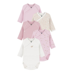 Petit Bateau - 5'li Organik Pamuklu Çiçekli Badi Seti | Pembe