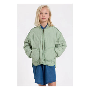 Hundred Pieces - Gesteppte Bomberjacke mit Falten | Salbeigrün