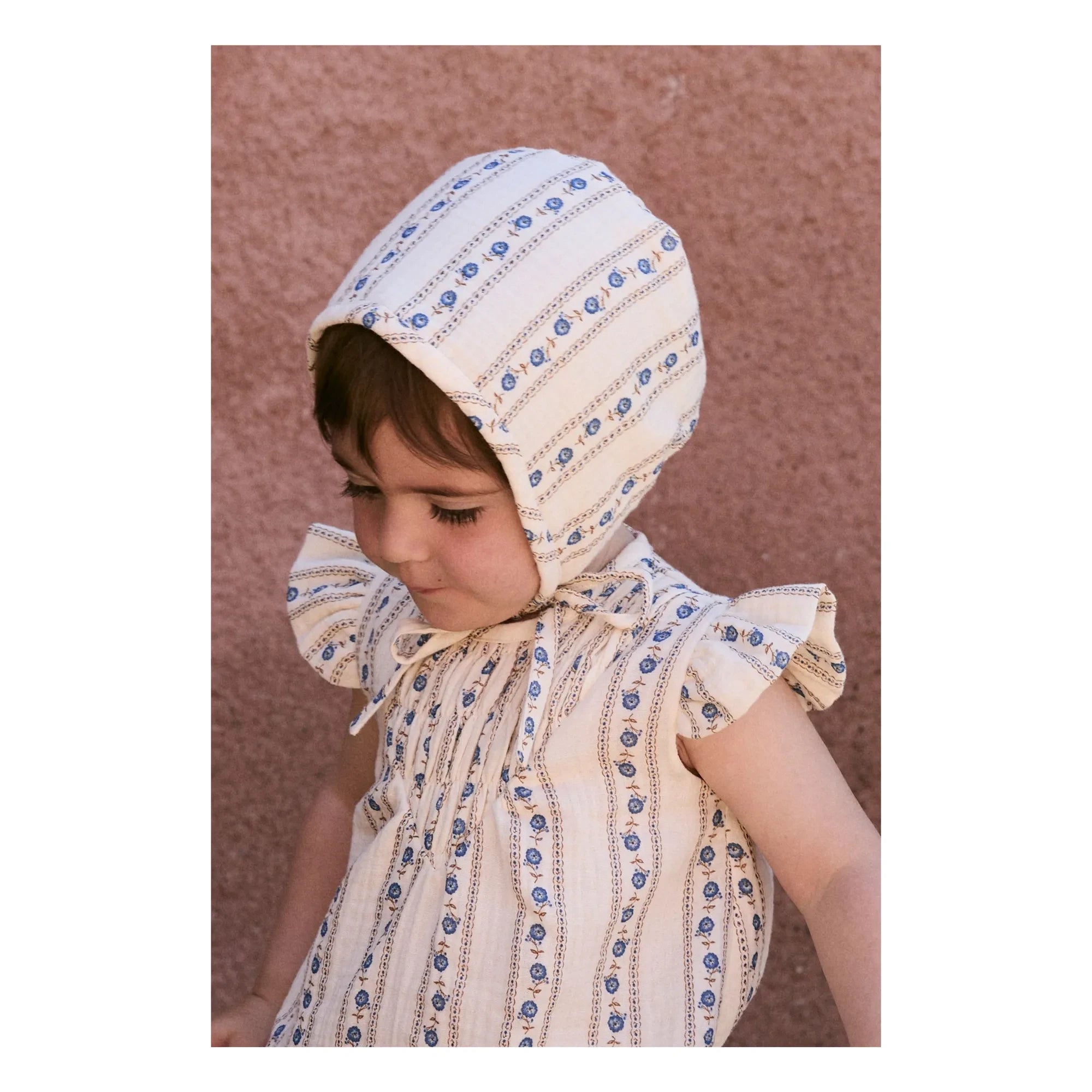 birinit - Béguin Sariñena Bio-Baumwolle Blumen | Elfenbein