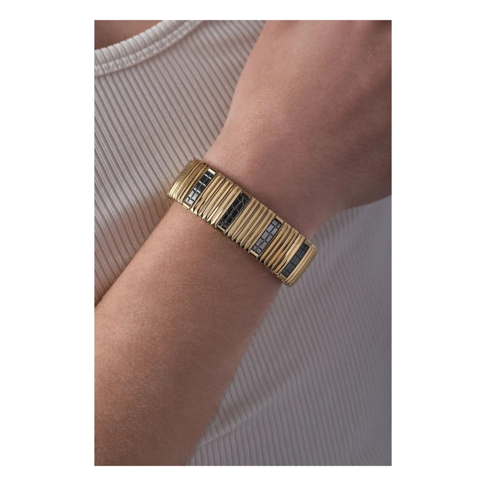 Sigal - SIG 18-1 Gestreiftes Armband | Schwarz/Gold