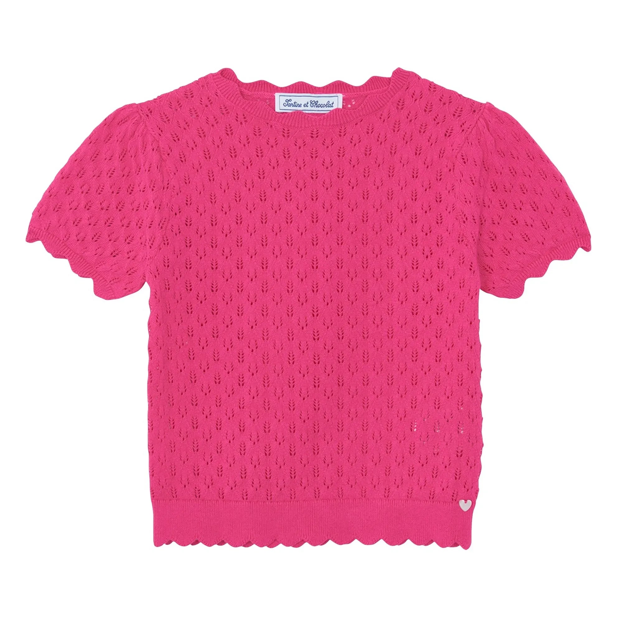 Tartine et Chocolat - T-Shirt aus Lochstrick | Rosa