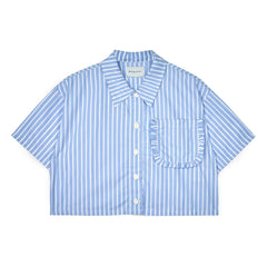 Mipounet - Sia Gestreiftes Kurzarmhemd | Hellblau
