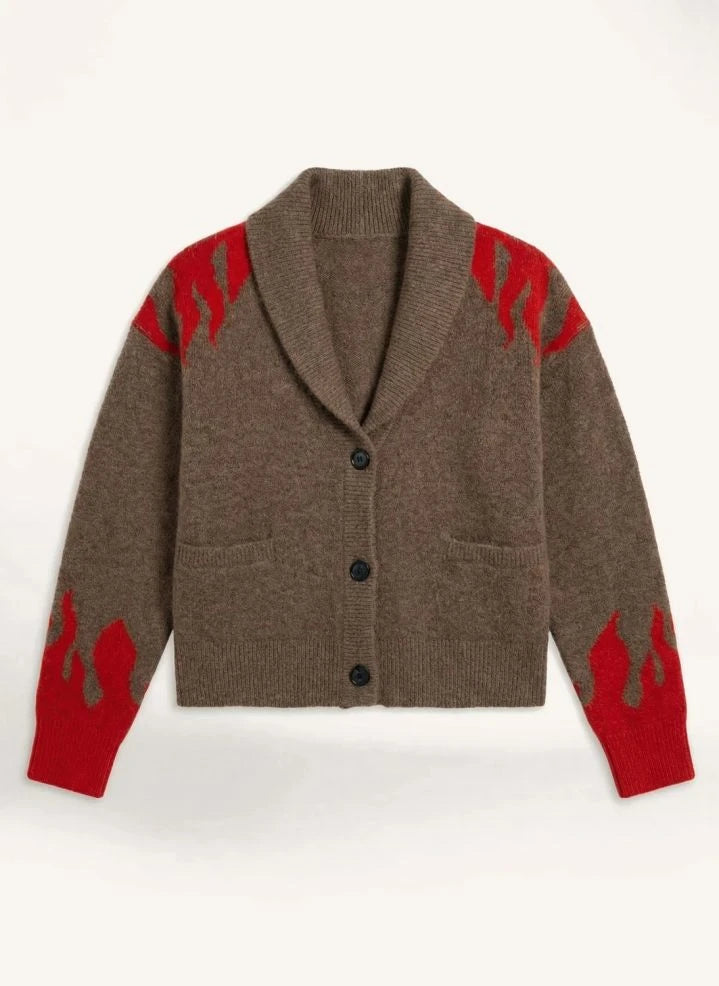 Leon & Harper - Mario Alpaca Flames Strickjacke | Braun