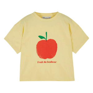 Emile et Ida - T-Shirt aus Bio-Baumwolle mit Apfel-Print | Blassgelb