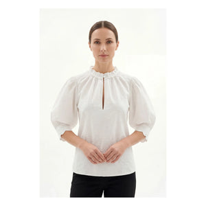 BELLEPIECE - Belem bestickte Baumwollbluse | Weiß