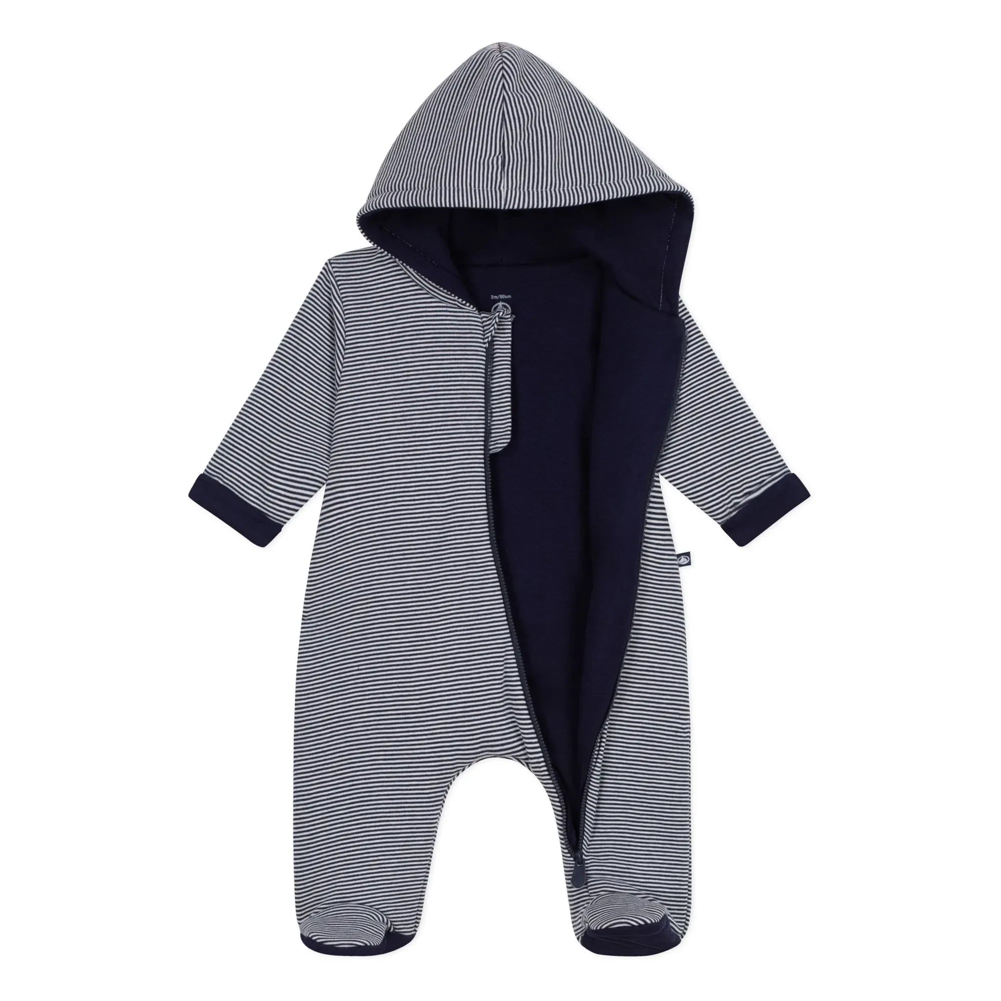 Petit Bateau – Ringel-Overall aus Bio-Baumwolle | Marineblau