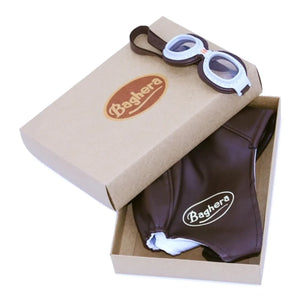 Baghera - Vintage Rennhelm und Schutzbrille | Braun