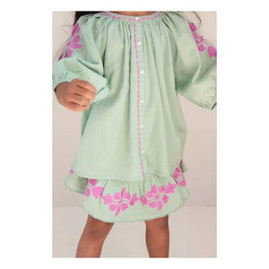 Jenest - Leinenbestickte Bluse Colette | Mandelgrün