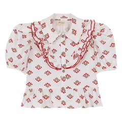 birinit - Monzón Bio-Baumwollbluse mit Rüschen | Weiß