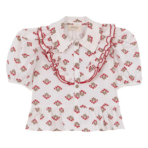 birinit - Monzón Bio-Baumwollbluse mit Rüschen | Weiß