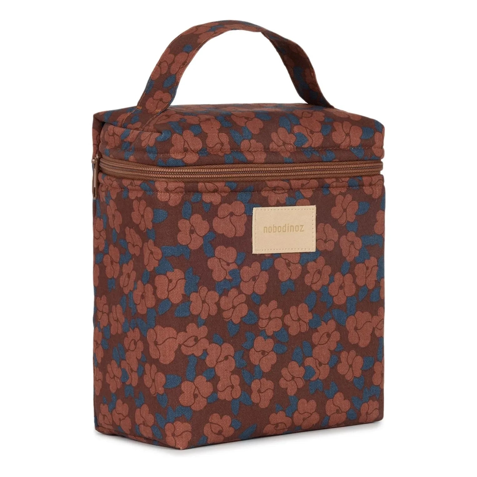 Nobodinoz – Isolierte Lunchtasche Hyde Park Maroon Poppies | Ziegelrot