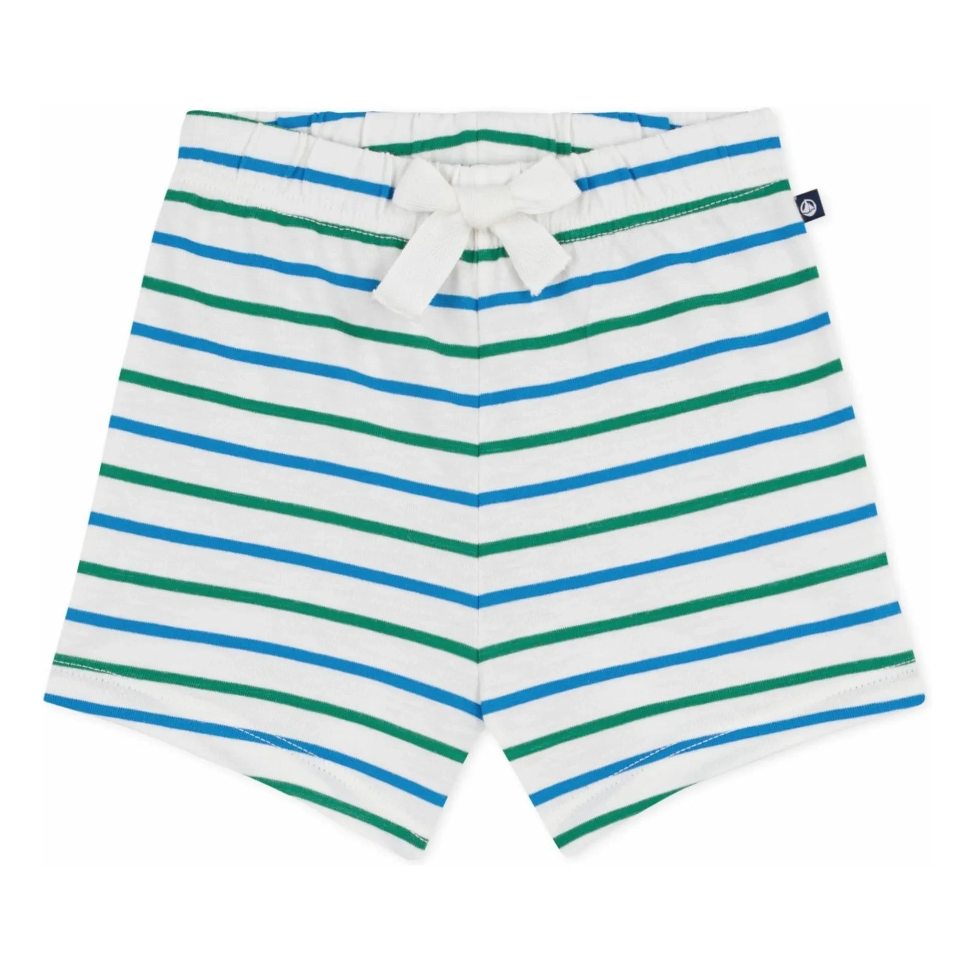 Petit Bateau – Gestreifte Fleece-Shorts | Weiß