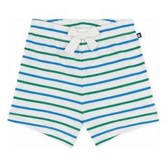 Petit Bateau – Gestreifte Fleece-Shorts | Weiß