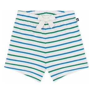 Petit Bateau – Gestreifte Fleece-Shorts | Weiß