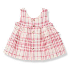 1+ in the family - Aranella Leinen Kariertes Kleid | Puder