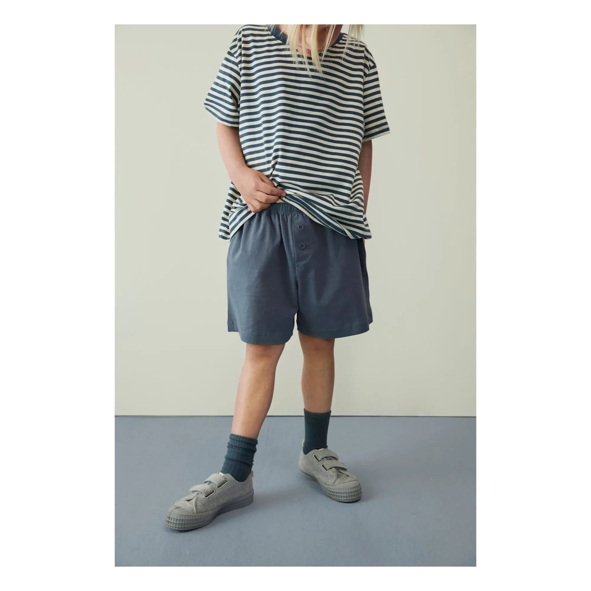 Gray Label - Shorts mit Knöpfen aus Bio-Baumwolle | Pfauenblau
