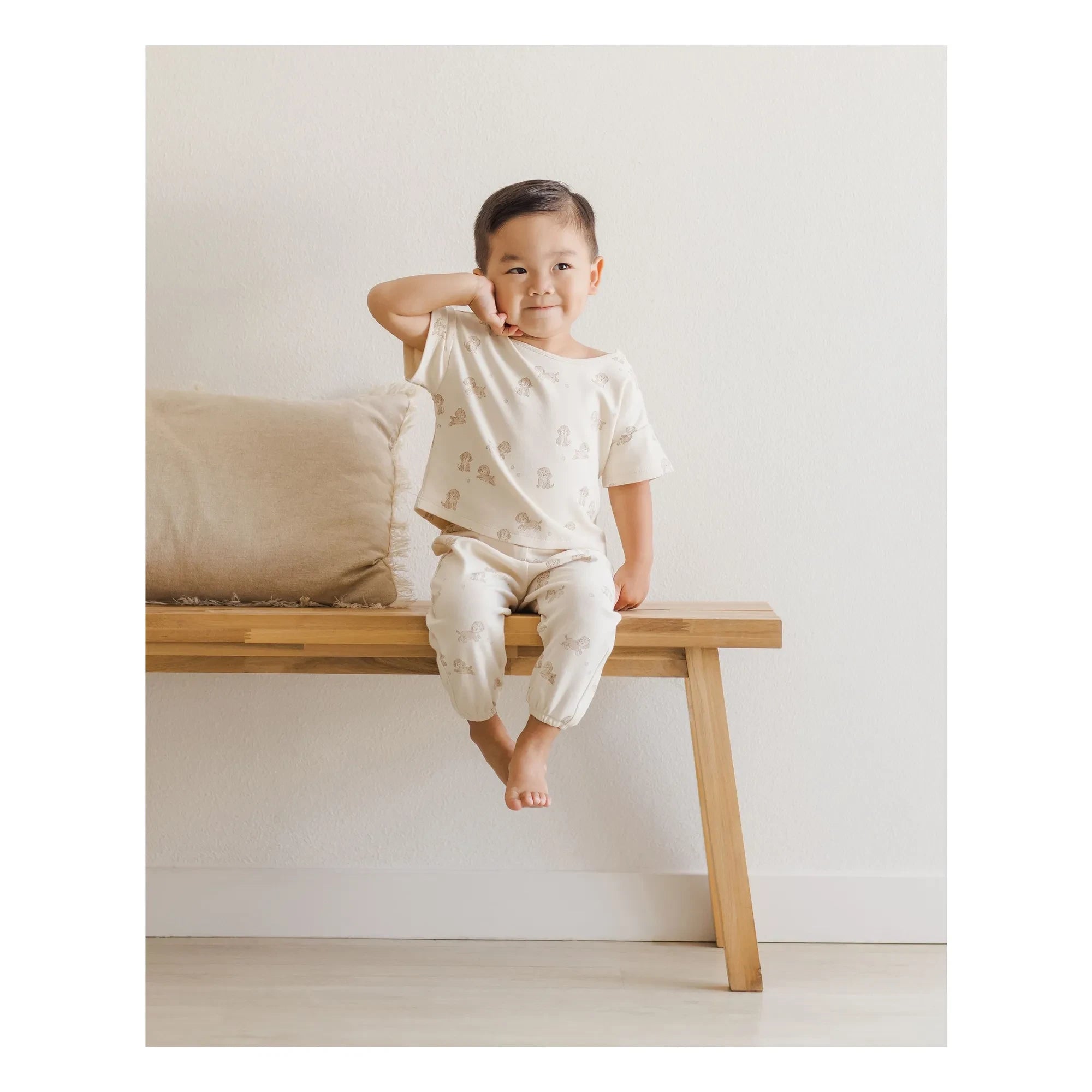Quincy Mae - T-Shirt und Hose Set | Ecru