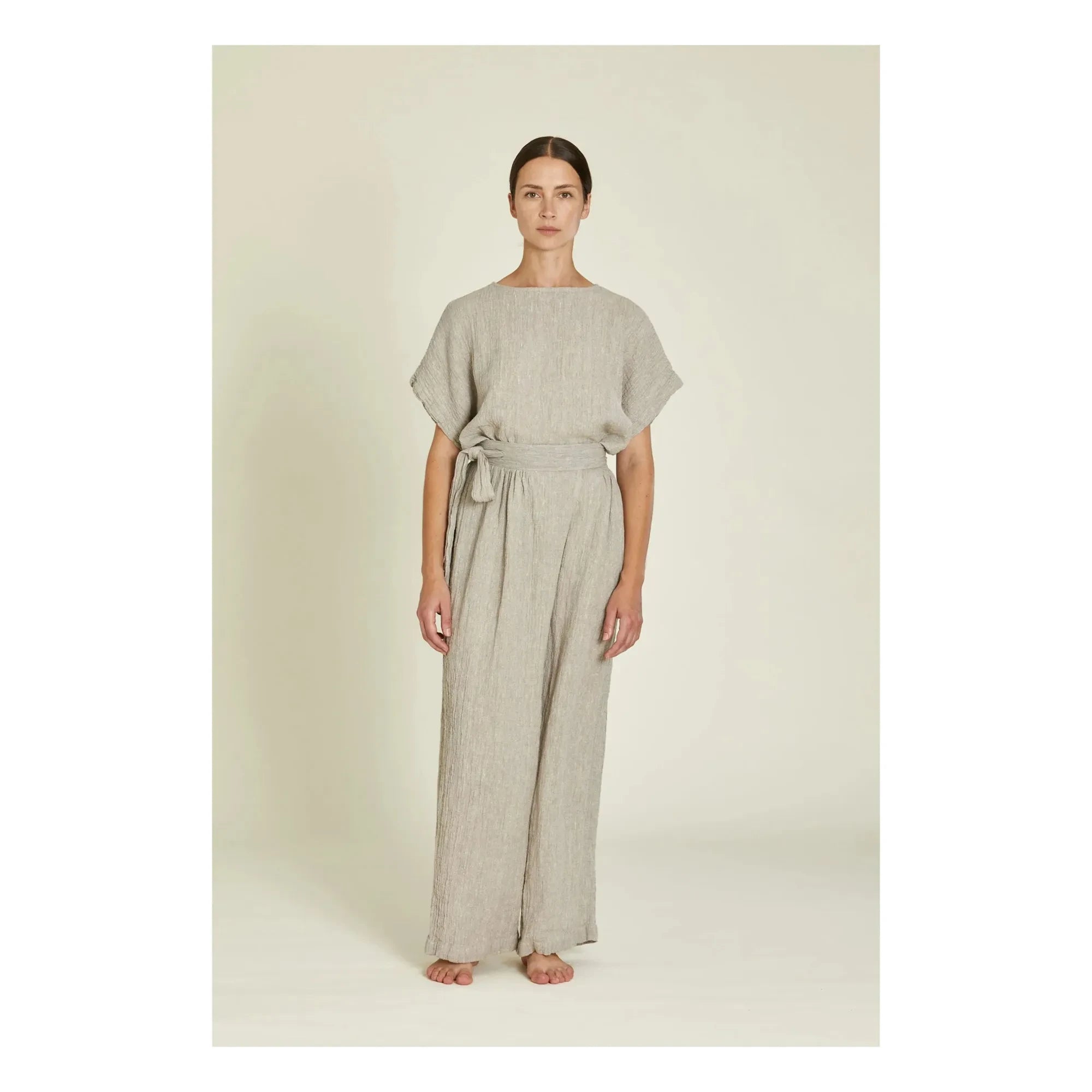Black Crane – Basic Leinen-Top | Hellgrau