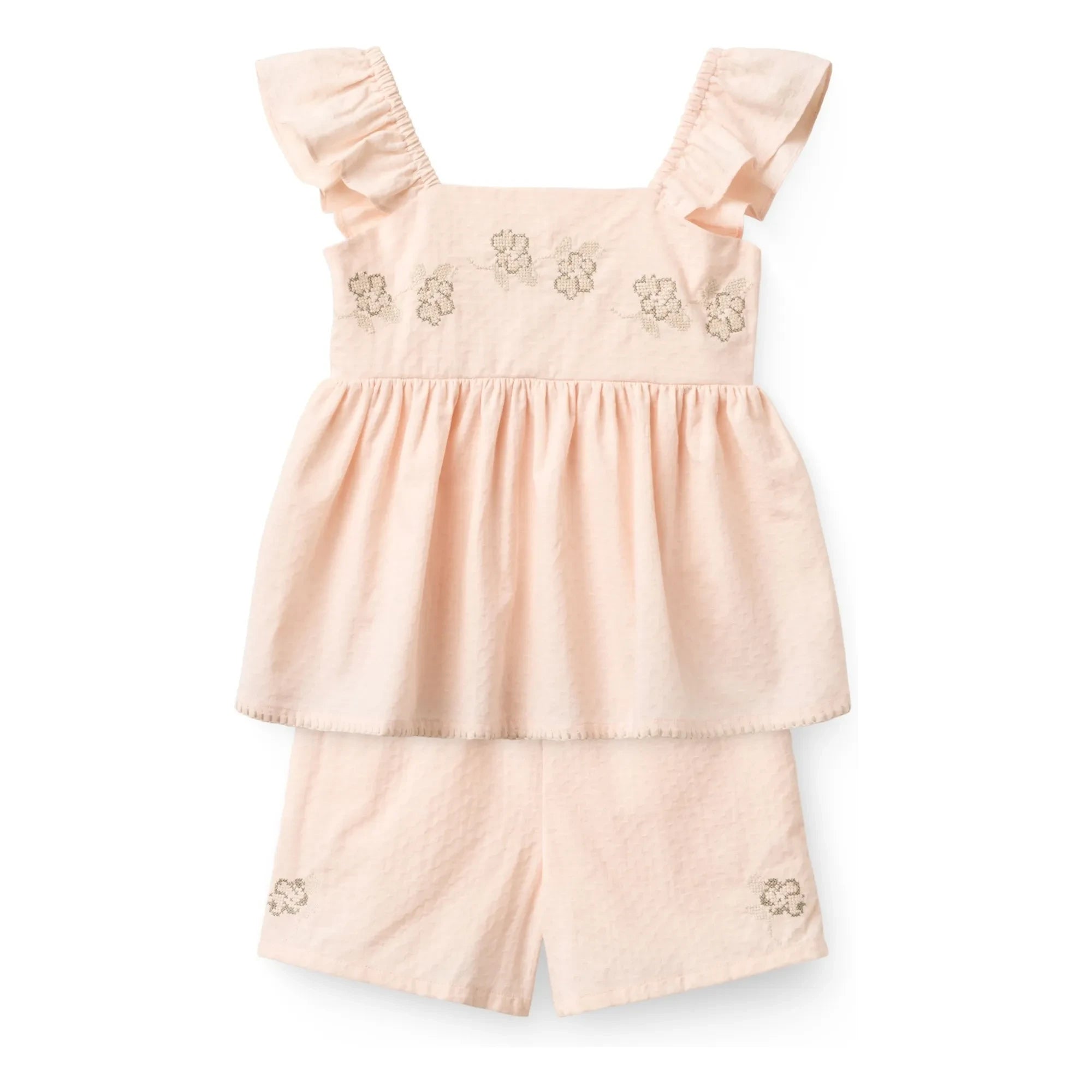 Copenhagen Colors - Gestreiftes Sommer-Set aus Bio-Baumwolle, Oberteil und Shorts | Litschi Rosa