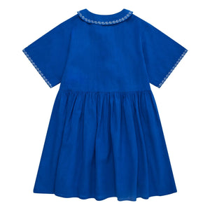 Maison Mangostan - Blaues Besticktes Voiles Kleid