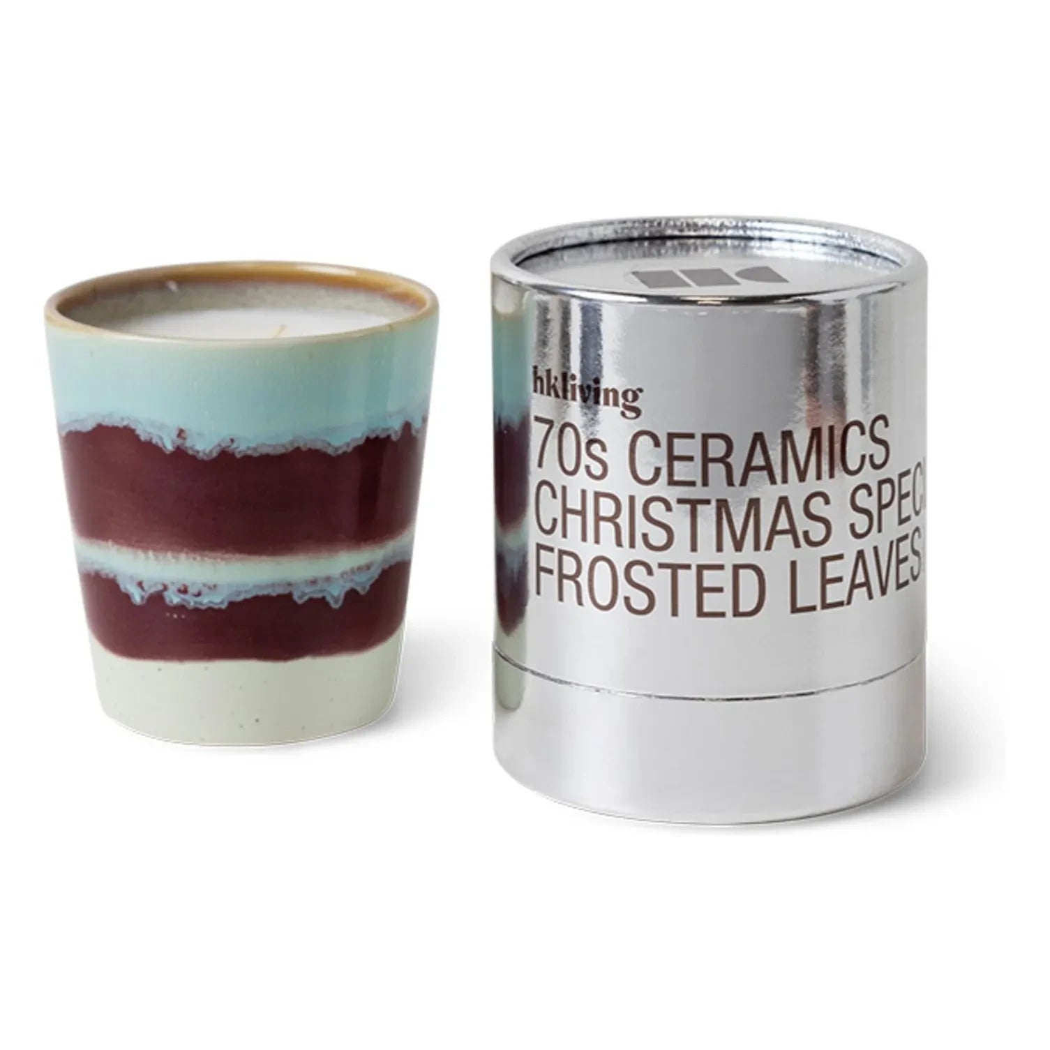HKliving - Stoneware Kerze Frosted Leaves