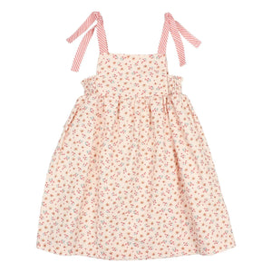 Búho - Seersucker Schleifenkleid mit Blumenmuster | Peach