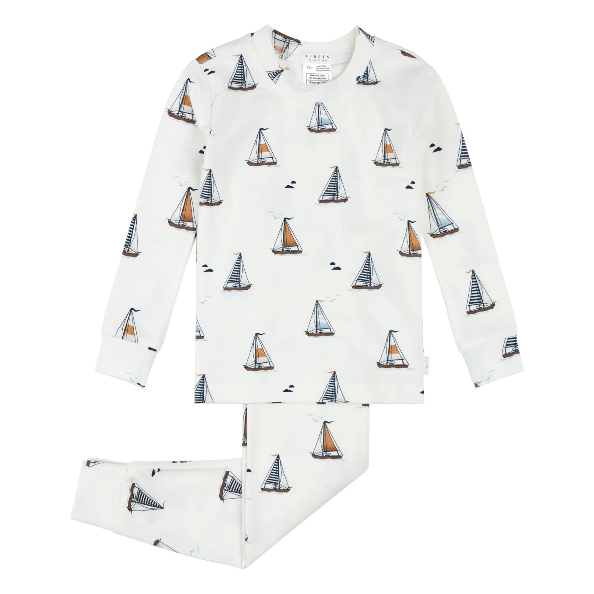 Petit Lem - Langarm-Pyjama Voiles aus Bio-Baumwolle und Modal | Weiß
